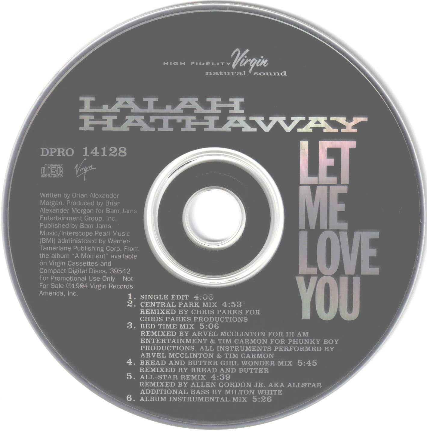 Lalah Hathaway – Let Me Love You (Promo CDM) - Sander Records